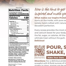 Bariatric Eating Inspire Mint Chip 20g Whey Protein Isolate Powder with Calcium (20 Servings)