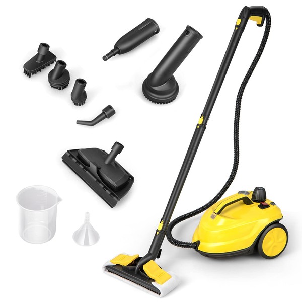 COSTWAY Steam Cleaner, 2000W 1.8L Multipurpose Steam Mop with 13 Accessories, Portable Household Steamer Cleaning for Floors, Windows, Carpet, Autos and More (Yellow)