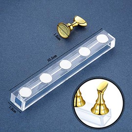 Soporte de acrílico 4 en 1 para uñas y práctica, soporte magnético para punta en oro, plata, negro y blanco
