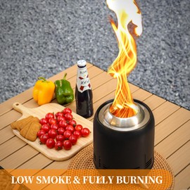 BiggerFire 9" Portable Table Top Fire Pit, Tabletop Smokeless Fire Pit, Low Smoke Burning Mini Outdoor Stove Firepit Fueled by Pellets or Wood for Camping Patio Backyard, with Travel Bag,23.2x16.3cm