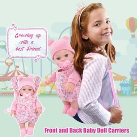 DOTVOSY 12" Baby Doll Set with Clothes and Baby Carrier for Dolls Reborn Baby Doll Accessories Include Feeding Bottles Nipple Toy Stuffs for Kids Age 3+