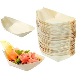 MetalNuts Friendly-Disposable-Biodegradable 50pcs Disposable Bamboo Boats for Food - Eco Friendly Boat Plates,Wooden Serving Boats Dishes