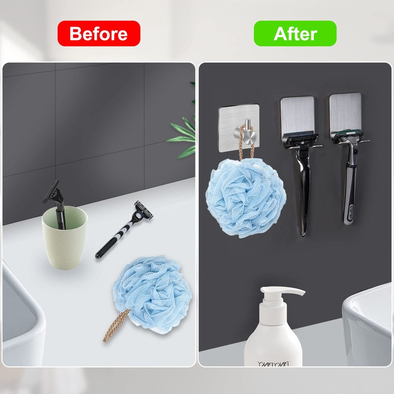 CGBE 4 Packs Shower Hooks for Inside Shower, Self Adhesive