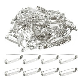 QUARKZMAN Pack of 120 Safety Pins 30 mm White Silver Brooch Clasp Pins Back Lock Pin Badge Back with Hole for DIY Crafts Name Badges Corsage