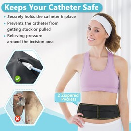 Feeding Tube Belt Holder, G Tube Belt for Adults, PD Belts Dialysis for Women Men, Adjustable Peritoneal Dialysis PD Catheter Holder Feeding Tubes Cover for Peg, Gastrostomy, J, Catheter, PEG Tubes