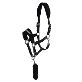 John Whitaker Unisex Club Headcollar and Lead Rope Set Black Full