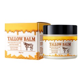 100% Organic Grass-Fed, Unscented, Deeply Nourishing Skin Care—Beef Tallow Face & Body Moisturizer Balm with Raw Wild Honey, Olive Oil & Vitamin E