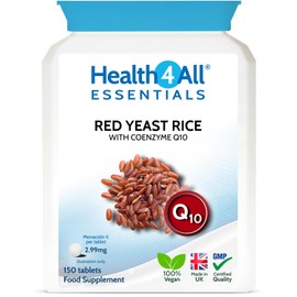 Red Yeast Rice with CoQ10, 2.99 monacolin k, 150 Tablets, 5 Months Supply | Vegan Cholesterol Lowering Supplement with Coenzyme Q10, Gluten & Citrinin Free | Made in UK by Health4All