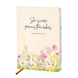 Pink Floral Lined Journal Notebook, Christian Gifts for Women 200 Pages, 5.7 x 8.4 inches College Ruled Thick Paper Notebook Journals, A5 Hardcover Leather Notebooks for Women Men Office Writing-3