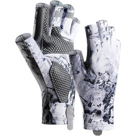 Sun Gloves UPF 50+ Fishing Gloves, Fingerless Sun Protection UV Protection Fishing Gloves Men/Women for Kayaking, Hiking, Paddling, Driving (Grey, M)