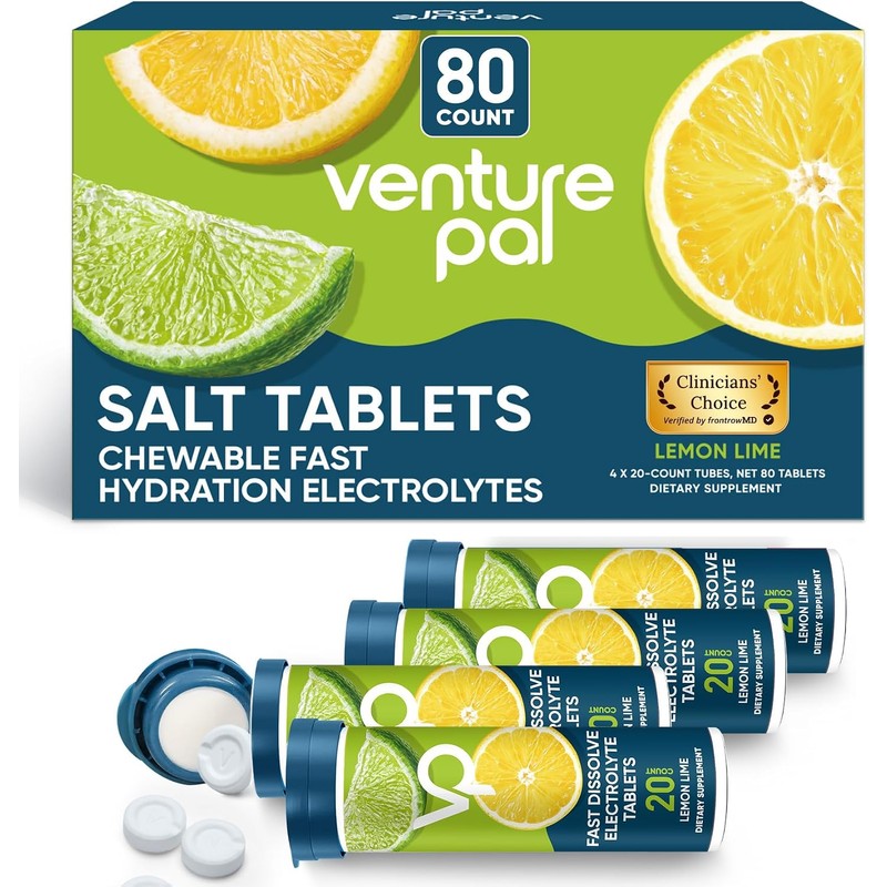 Venture Pal Tabletas de electrolitos masticables, 80 unidades, tabletas de