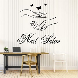 22 x 23 in Nail Salon Wall Decal Vinyl Sticker - Nail Polish Manicure Pedicure Shop Beauty Salon Interior Decor - Inspirational Nail Quote Logo for Wall Window Door - Room Decoration Art BSD2110