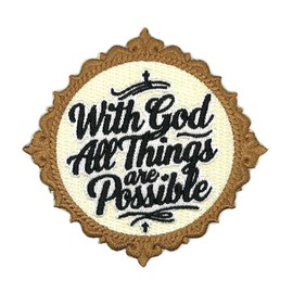 3.5" with God All Things are Possible Iron On Patch - Embroidered Christian Prayer Jesus Church Religious Applique Appliques Iron On Sew On Patches for Clothing, Jeans, Hat, Backpacks, Clothes