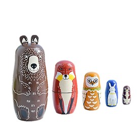 ST TS Matryoshka Matryoshka Dolls Handmade Nordic Style Animal Traditional Wooden Cute Decorations Accessories Interior Decor For Ages 6 and Up