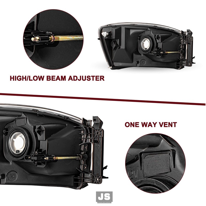 JSBOYAT Headlight Assembly Fits for 2006-2008 Dodge Ram 1500/2006-2009 Dodge
