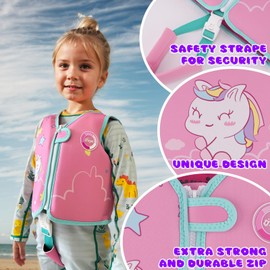 OSHYLE Kids Life Jacket Toddler Arm Bands Vest with Safety Belt Buoyancy Aid (AI-Uni, L(6-9))