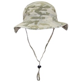 MG Camouflage Ripstop Floppy/Bucket Summer Hat W/Snap Up Sides & Chin Strap - Desert Camo Medium
