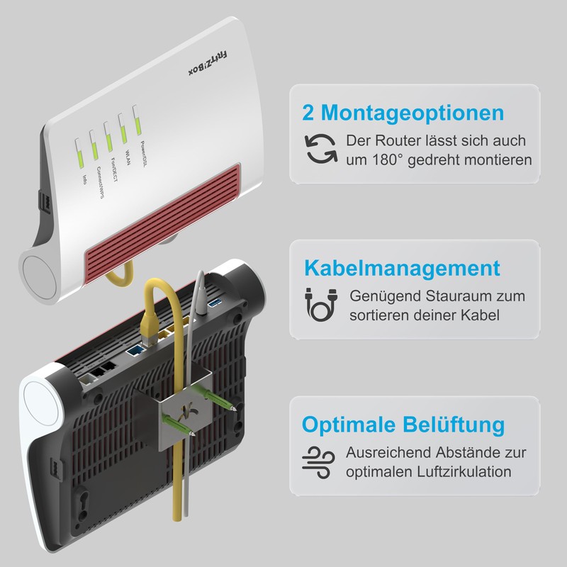 munda.living Fritzbox Wall Mount - Fritzbox Mount for All Fritzbox