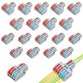 Linkstyle 20PCS Wire Splitter Terminals, Quick Wiring Lever Wire Connectors Push-in Conductor Terminal Block (2 in 6 Out, 2 in 4 Out)