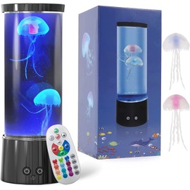 Jellyfish Lamp, KIKILIVE LED Jellyfish Tank Table Lamp with 17 Color Changing, Remote Control, Dimmable Night Light Table Lamp Gift for Kids, for Home Office Christmas Birthday Decoration