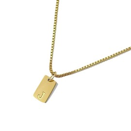Ajo! Necklace with letters on plate 18 carat gold-plated - waterproof and skin-friendly chain for women with A-Z pendant I initials letter chain, Gold