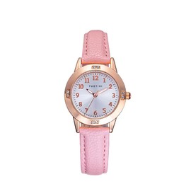 Watches Girls Quartz Round Face Arabic Numerals Display Analog Daily Waterproof Ladies Student Cute Ladies Watches (Pink)