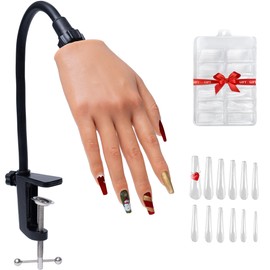 Veikmv Practice Hand for Acrylic Nails,Silicone Nail Hand Practice,with Flexible Bendable Fingers,Nail Art Gel Polish Practice, Manicure Supplies for Beginners
