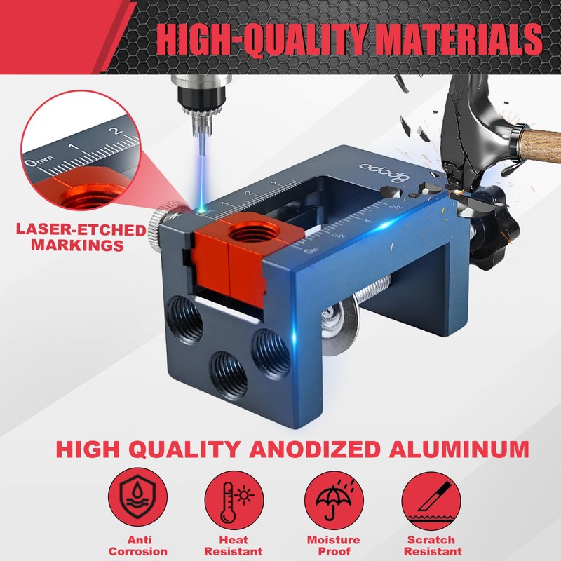 Self-Centering Doweling Jig Kit for Woodworking – Adjustable Width Dowel
