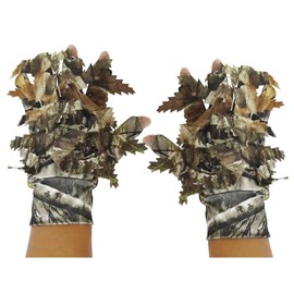 LOOGU Camouflage Hunting Gloves, 3D Leafy Camo Gloves, Anti-Slip Fingerless Gloves Lightweight for Outdoor Hunting Fishing