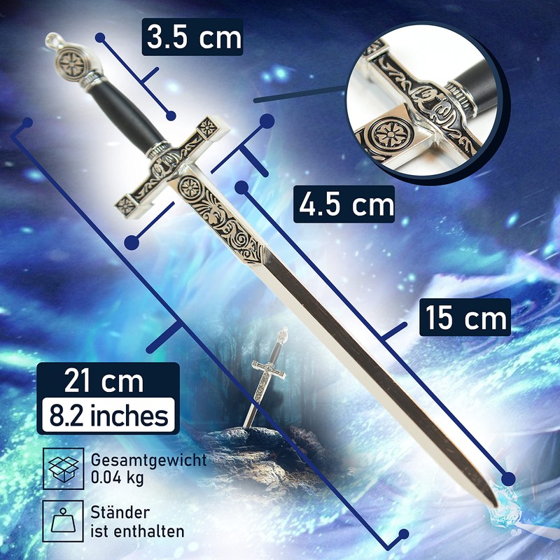 King Arthur’s Excalibur Letter Opener with Stand, Office Accessory, Home