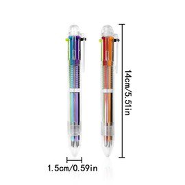 Multicolor Pen, 2 Pcs 6 Colors Retractable Ballpoint Pen for School, Office Supplies, Teachers, Students Gift