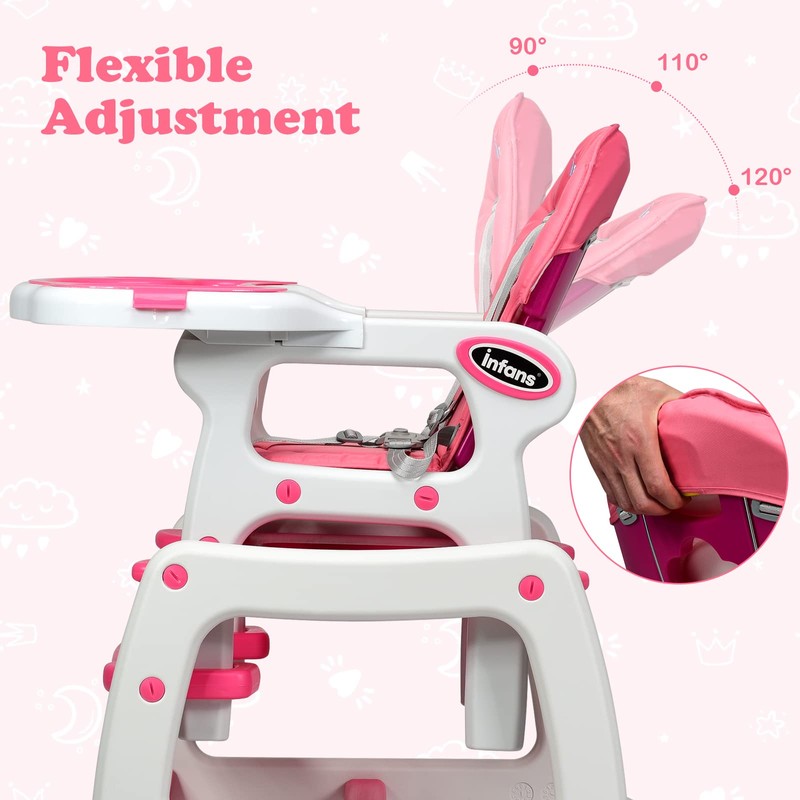 INFANS 5 in 1 Baby High Chair, Convertible Toddler Table