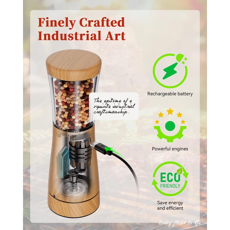 Electric Salt and Pepper Grinder Set with Storage Base, Stainless