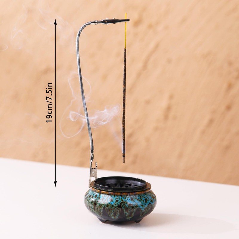LamDawn Censer Sky Blue Incense Burner with Calabash Incense Stick