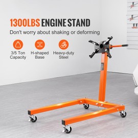 Happybuy Engine Stand, 1300 LBS Rotating Engine Stand with 360 Degree Adjustable Head, Steel with Tray, 4-Caster & 4 Adjustable Arms, for Vehicle Maintenance