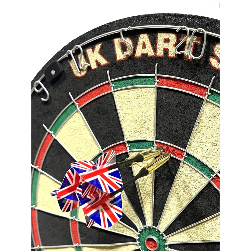 Satargo Steel Darts Set with Union Jack Flights, 16g, 6-Pack,