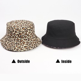 Leopardenmuster Fischerhut, Reversibel Fischerhüte, UV-Schutz und atmungsaktiver Unisex-Fischerhut, faltbarer, leichter Sonnenhut für Outdoor, Strand und Party