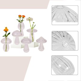 RAKSONIC mushroom vase,Set of 6 Colored Flower Vase,cute flower vase,Glass Vase for Flowers Plant Containers Flower Arrangement