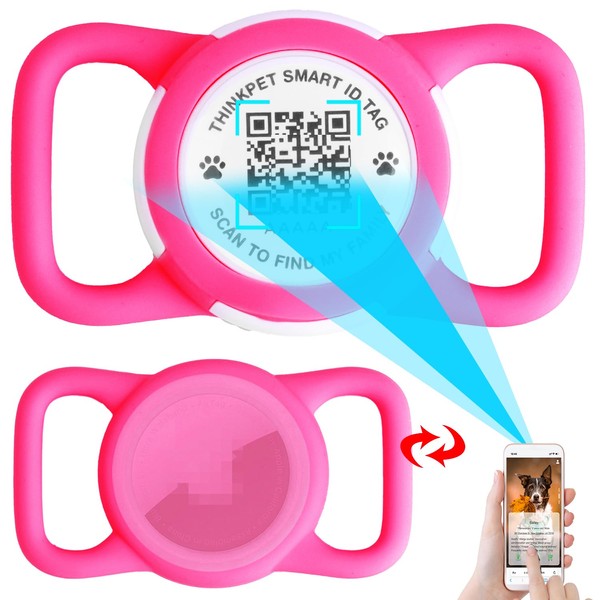 ThinkPet AirTag Dog Collar Holder with QR Code Smart Pet