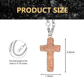 yorpyep Car Hanging Ornament, Bling Cross Shiny Personality Decorative Rearview Mirror Pendant, Rust-proof and Fade-proof Stainless Steel Multifunctional Charms for Backpacks, for Most Cars (Gold)