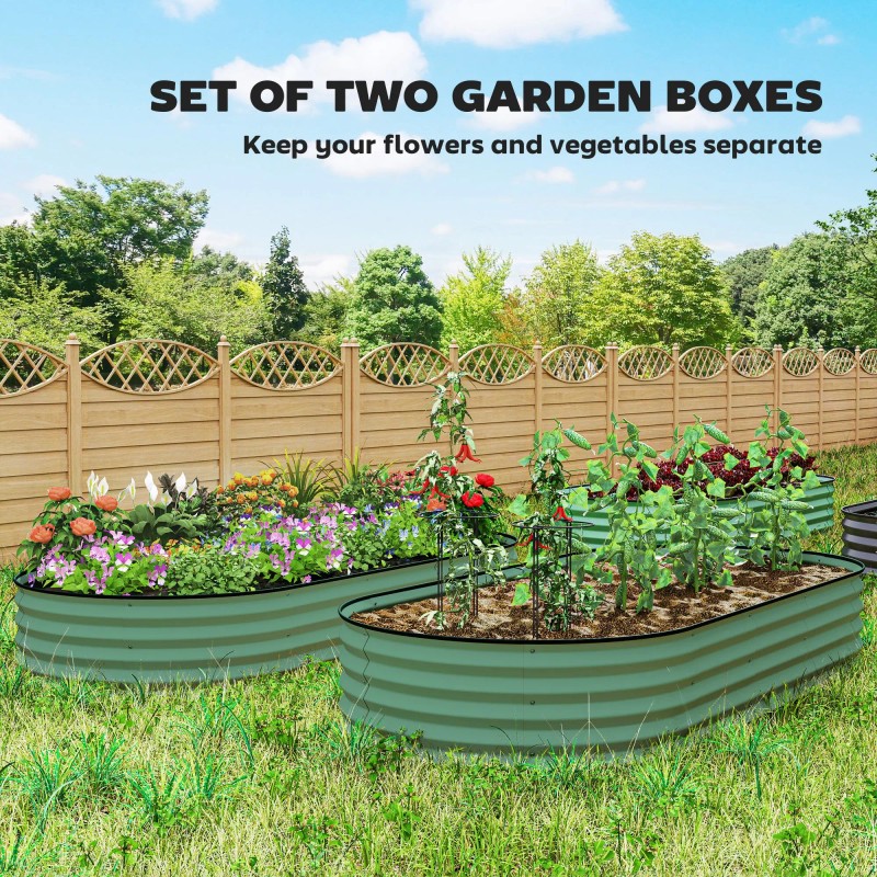 Raised Garden Bed 7 X 3 X 1 Metal Green
