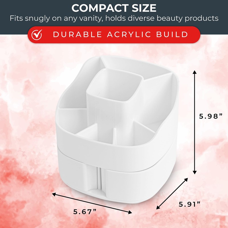 Masirs Small Rotating Makeup Organizer - Mini Yet Spacious Cosmetic