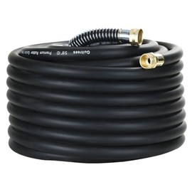 Guitrees 75FT 5/8 Heavy Duty Rubber Garden Hose - 200psi Working, 1000psi Burst - Hot/Cold Water - Five-Layered Braiding for Durability - Versatile for Gardening, Agriculture, Construction(Black)