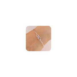 ALEXCRAFT Silver Bracelet for Women Ladies, 925 Sterling Silver Adjustable Bracelet with Infinity Heart Chains SilverBracelet Anklet Cuban Link Paperclip Chains Friendship Bracelets Women Lady