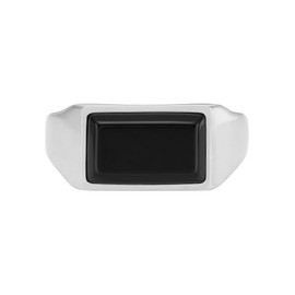 Fossil 32025869 Men's Ring Stainless Steel Onyx, 63, Stainless Steel, No Gemstone