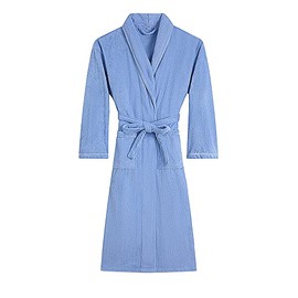 Woralnic Bata de spa para mujer, de tela de rizo, de algodón, de forro polar, Kimino, talla grande, Azul / Patchwork, L