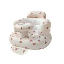 Baby Inflatable Sitting Chair with Tray – Lightweight Baby Feeding Seat for Toddlers 3–12 Months | Soft, BPA-Free PVC, Non-Slip Base, Portable Design