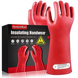 Guantes aislantes para trabajo eléctrico de alto voltaje de 1,8 mm de grosor, guantes protectores resistentes a cortes y puñaladas, 12 kVAC/22 kVDC Max Red Rubber Aislante Handwear para trabajadores