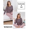 Wikoan Women Pyjamas Set Cotton Soft Pj's Sets Long Sleeve
