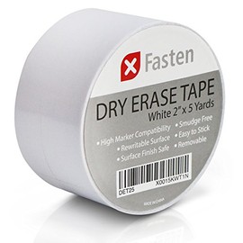 XFasten Dry Erase Tape, 2-Inch x 5-Yard, White, Smudge Free and Does Not Rub Off Unnecessarily